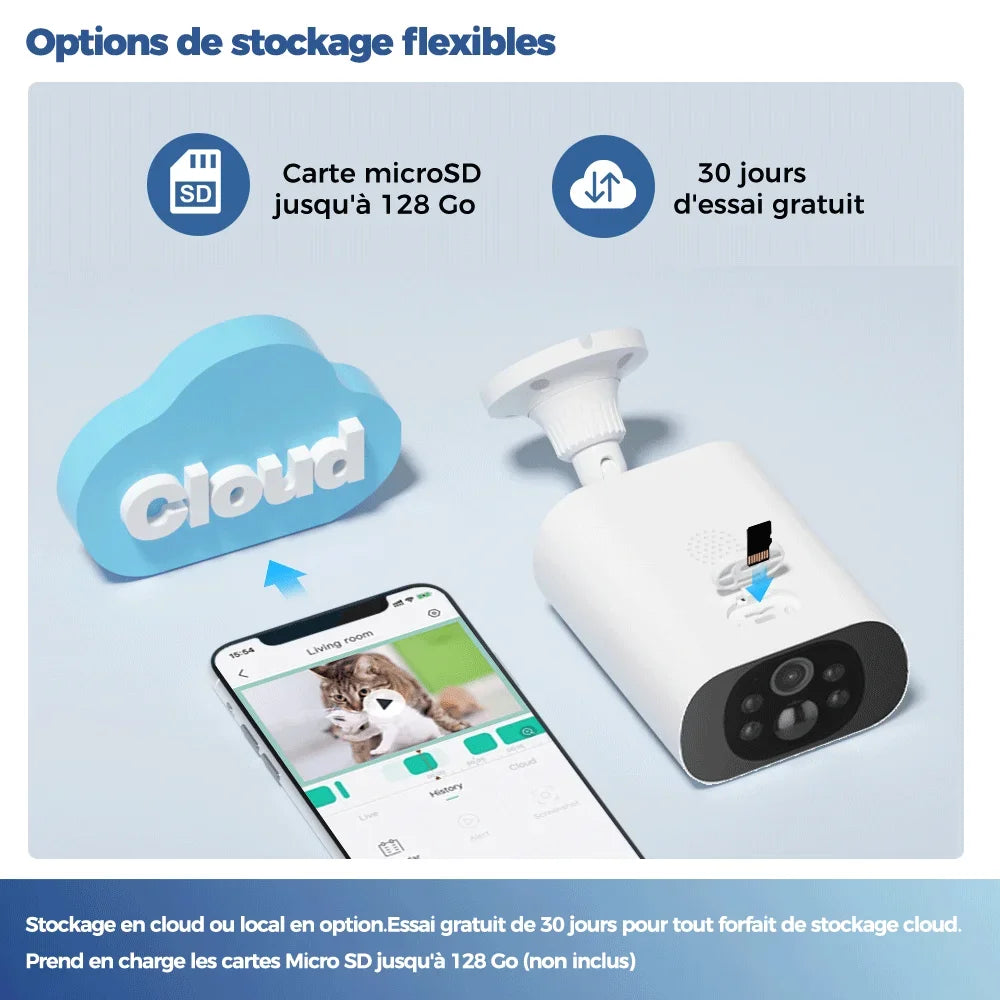 Caméra Solaire Extérieure Wi-Fi 4MP avec Vision Nocturne